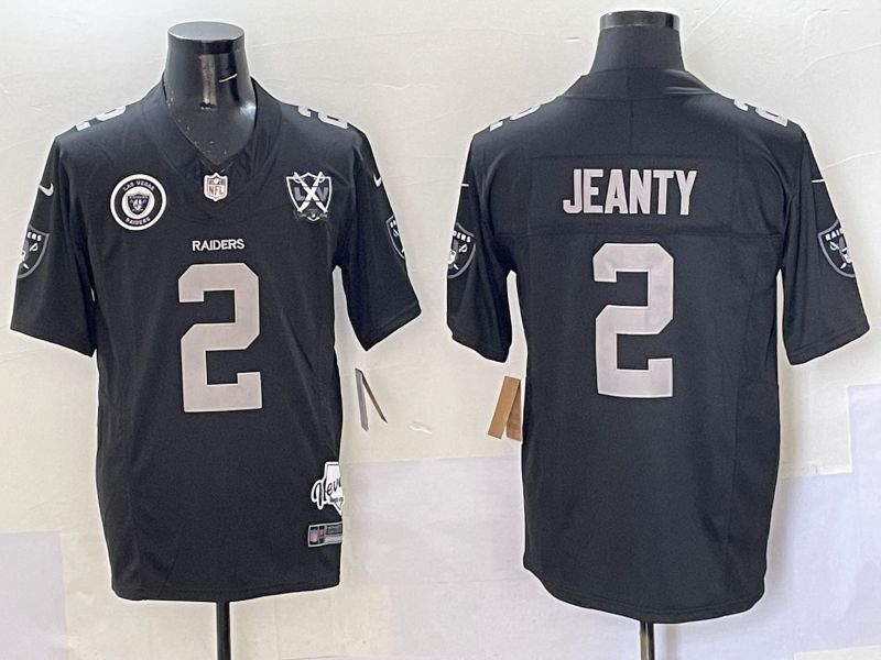 Men 2025 Oakland Raiders #2 Jeanty Black Throwback Three generations Nike Limited NFL Jersey style 2